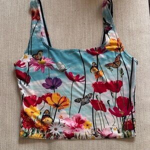 Floral Butterfly Print Women's Top